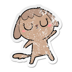 distressed sticker of a cute cartoon dog