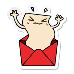 sticker of a quirky hand drawn cartoon letter and envelope