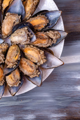 Turkish style stuffed Mussels, Midye Dolma mediterranean cuisine