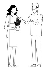 Jobs and professions avatar in black and white