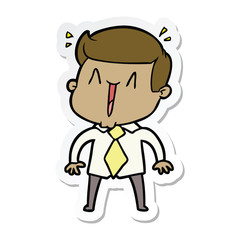 sticker of a cartoon happy man