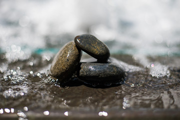 Pebbles Stacked in a Water Fountain