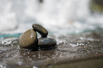 Pebbles Stacked in a Water Fountain