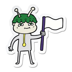 sticker of a friendly cartoon spaceman