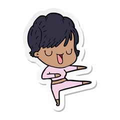 Obraz premium sticker of a cartoon woman talking