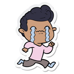 sticker of a cartoon man crying