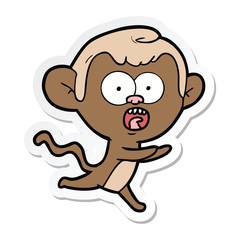 sticker of a cartoon shocked monkey