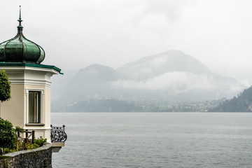 Fototapeta na wymiar Italy, Varenna, Lake Como, observation deck overlooking the lake