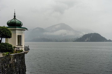 Fototapeta na wymiar Italy, Varenna, Lake Como, observation deck overlooking the lake