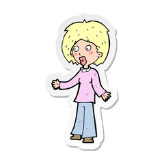 sticker of a cartoon surprised woman