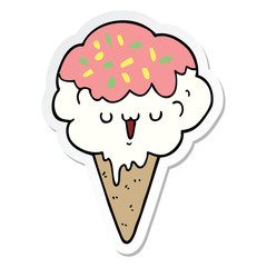 sticker of a cartoon ice cream