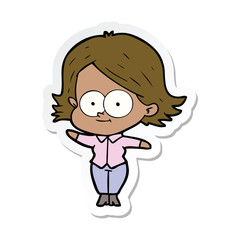 sticker of a happy cartoon girl