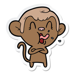 sticker of a crazy cartoon monkey