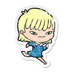 distressed sticker of a cartoon woman