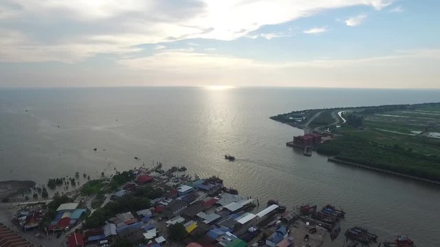 Aerial view landscape Kuala Kedah Malaysia near the port of habour
