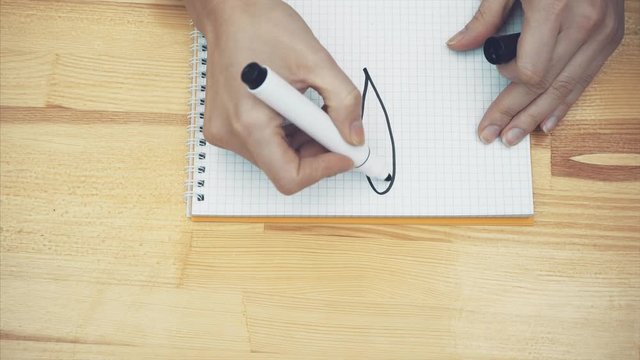After completing the business plan, the young girl draws the exclamation point marker. Turning the picture to the camera shows the class with two hands.