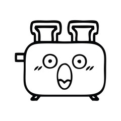 line drawing cartoon of a toaster