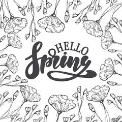 Vector illustration with floral frames, for invitations, cards, banners.Drawing and sketch with black and white line-art