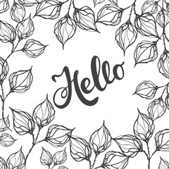 Vector illustration with floral frames, for invitations, cards, banners.Drawing and sketch with black and white line-art