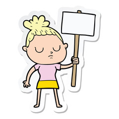 sticker of a cartoon calm woman