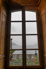 Italy, Varenna, Lake Como, a view of a large window