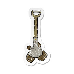 retro distressed sticker of a cartoon shovel