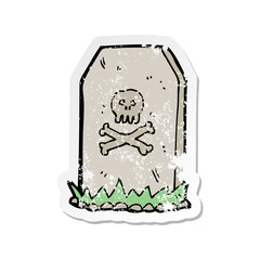 retro distressed sticker of a cartoon spooky grave