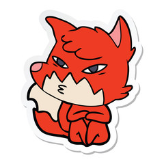 sticker of a clever cartoon fox