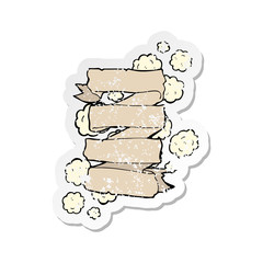 retro distressed sticker of a cartoon heraldic scroll banner