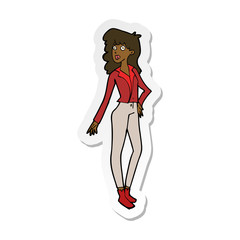 sticker of a cartoon pretty woman