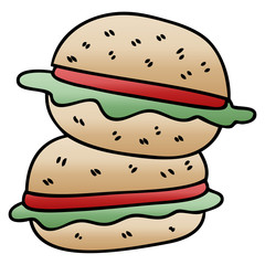 quirky gradient shaded cartoon veggie burger