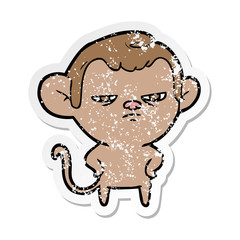 distressed sticker of a cartoon monkey
