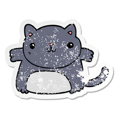 distressed sticker of a cartoon cat