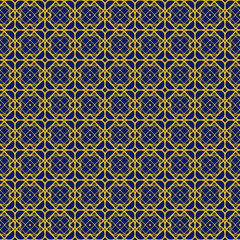 Abstract Vector Seamless Pattern With Abstract Geometric Style. Repeating Sample Figure And Line. Blue yellow color