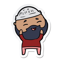 sticker of a cartoon happy bearded man