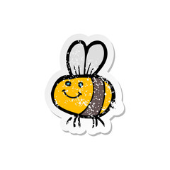 retro distressed sticker of a cartoon bee