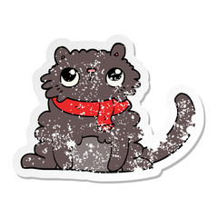 distressed sticker of a cartoon cat