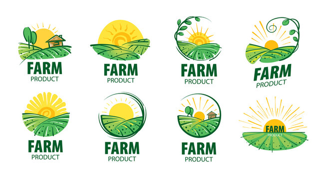 Logo with the image of the field for farms. Vector illustration