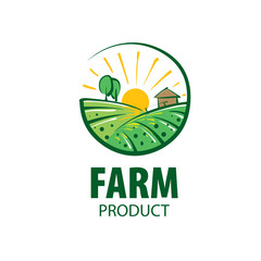 Logo with the image of the field for farms. Vector illustration