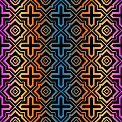 Geometric Pattern. Seamless Ornament. Vector Illustration. Rainbow black Color. For Design, Invitation Wedding, Valentine's, Background, Wallpaper