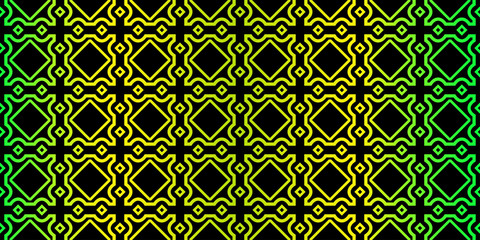 Beautiful Seamless Geometric Ornament Vector Illustration. Abstract. Paper For Scrapbook. Black green color