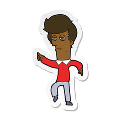 sticker of a cartoon man accusing