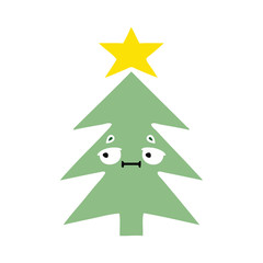 Fototapeta premium flat color retro cartoon christmas tree
