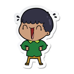 sticker of a laughing cartoon man