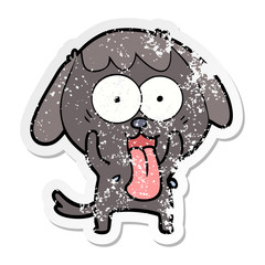 distressed sticker of a cute cartoon dog