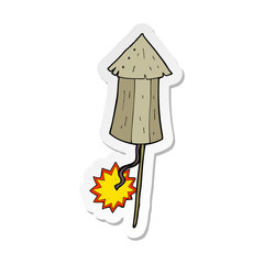 sticker of a cartoon old wooden firework