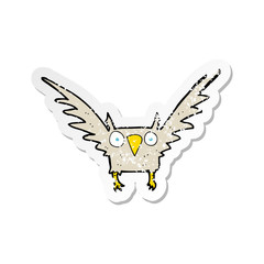 retro distressed sticker of a cartoon owl