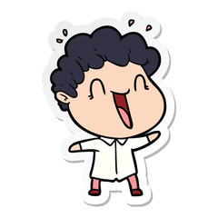 sticker of a cartoon happy man