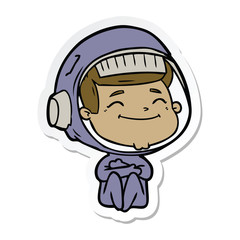 sticker of a happy cartoon astronaut
