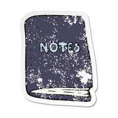retro distressed sticker of a cartoon note book